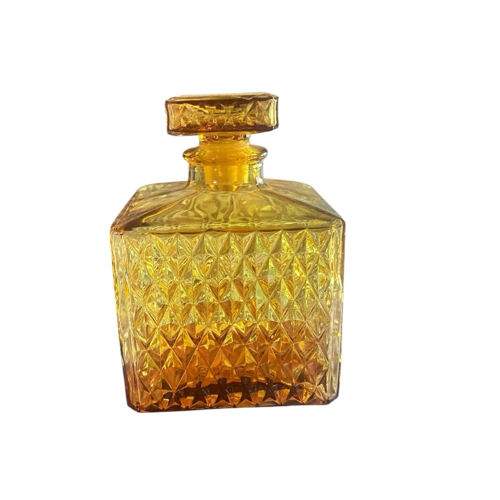 Amber Cut Glass Decanter with Stopper - Amber